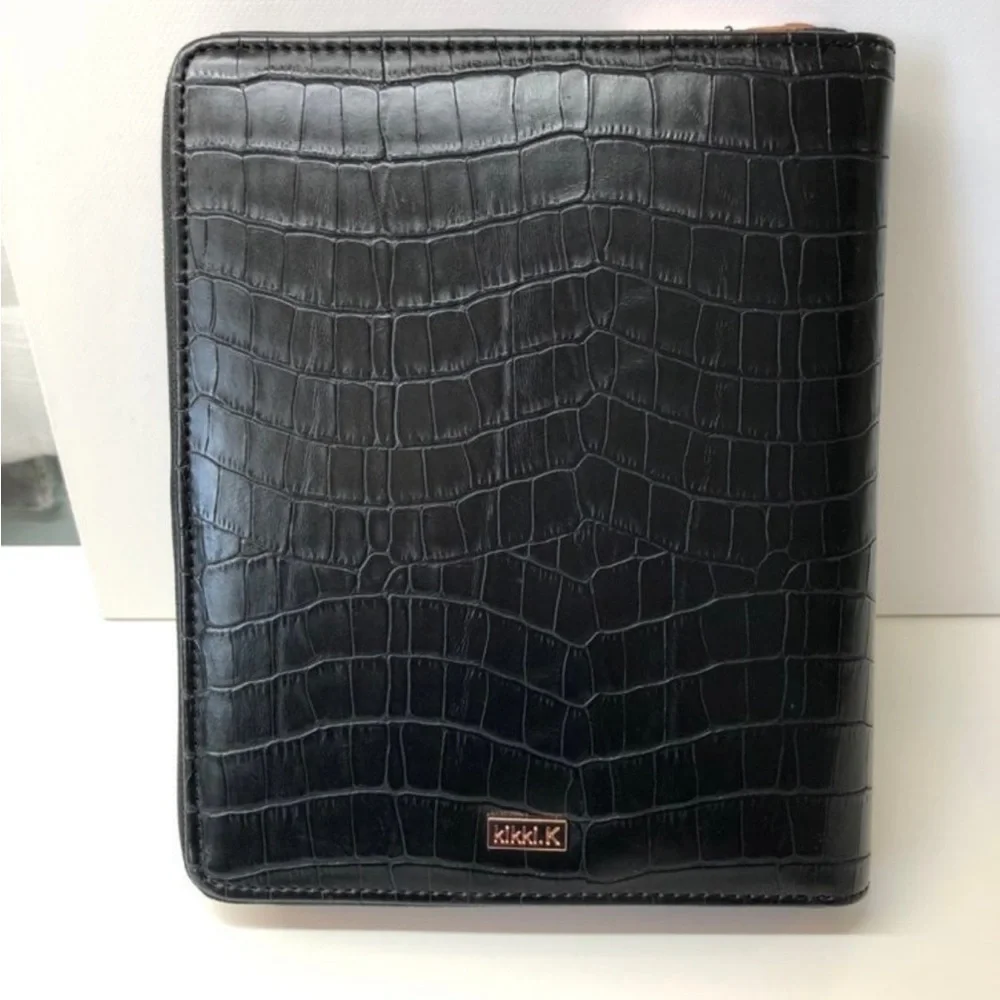 Kikki.K B6 Black Croco Embossed Zippered Planner